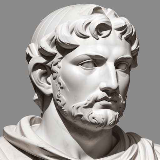 AI generated: greek sculpture, head of Hadrian, close up, grey background --ar 71:129 --stylize 750 --v 6