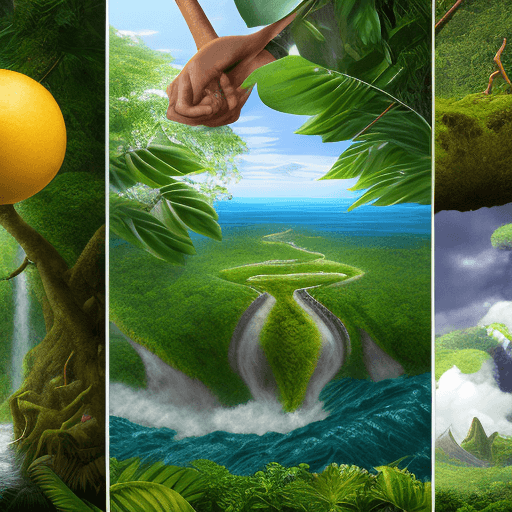 AI generated: Create a high-resolution, 8k, hyper-realistic collage depicting key scenes from Genesis. From left t...