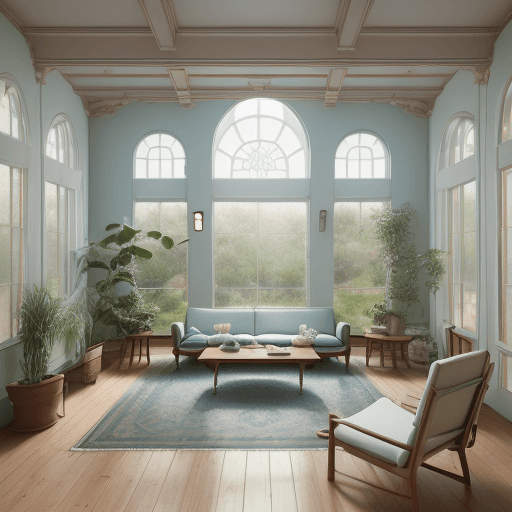 AI generated: High resolution photography interior design, dreamy sunken living room conversation pit, wooden floo...