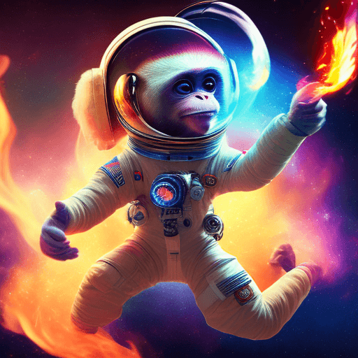 AI generated: hyper realistic beautiful and cute female anthropomorphic space monkey astronaut with tail flow arti...