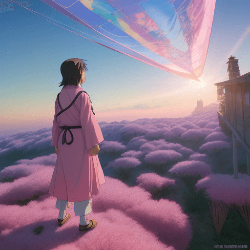 AI generated: hanzawa conan, Fajr prayer, pastel colors, morning, sunshine, colorful, vivid, dream, detailed rende...