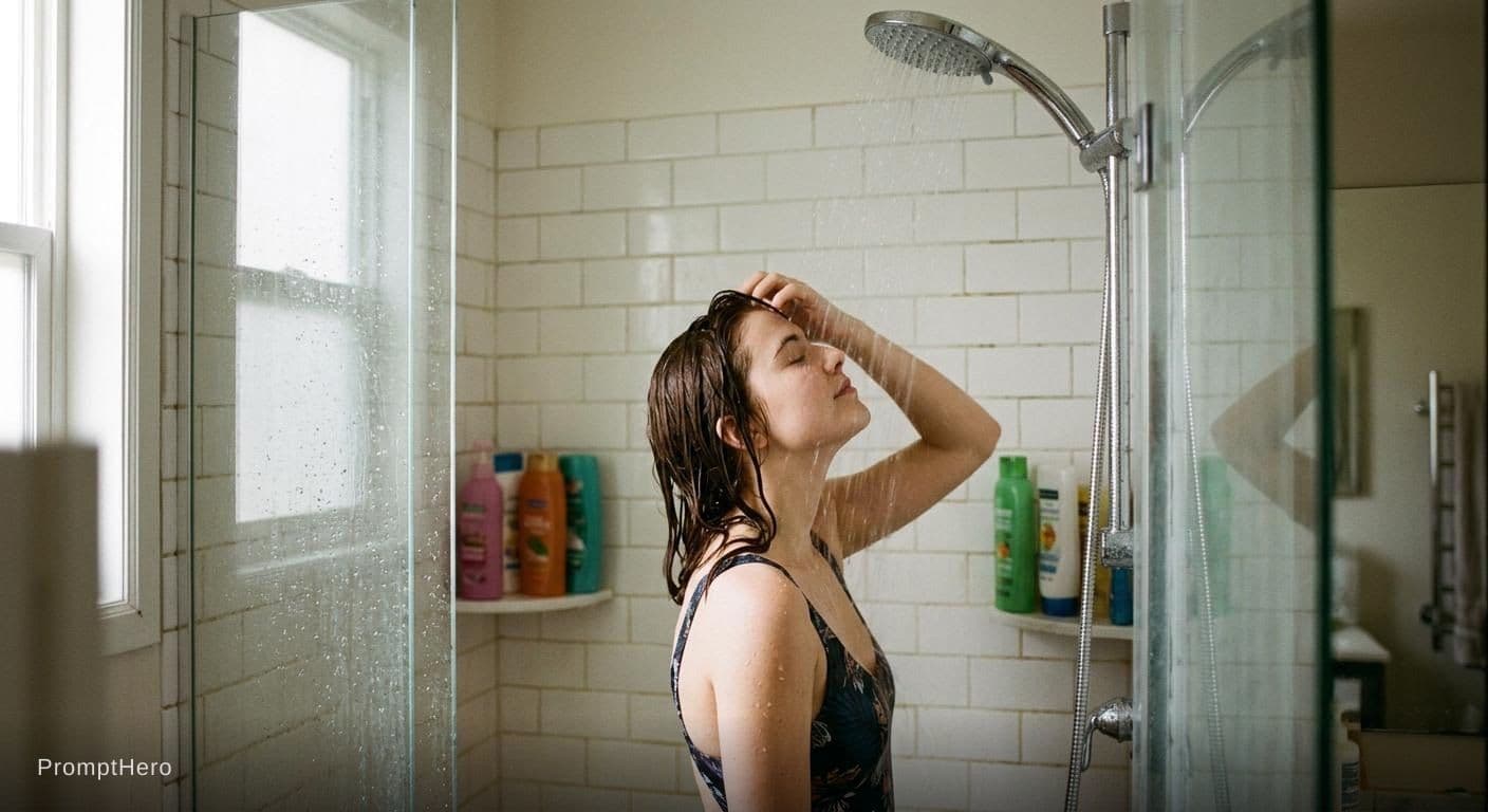AI generated: A girl in the shower