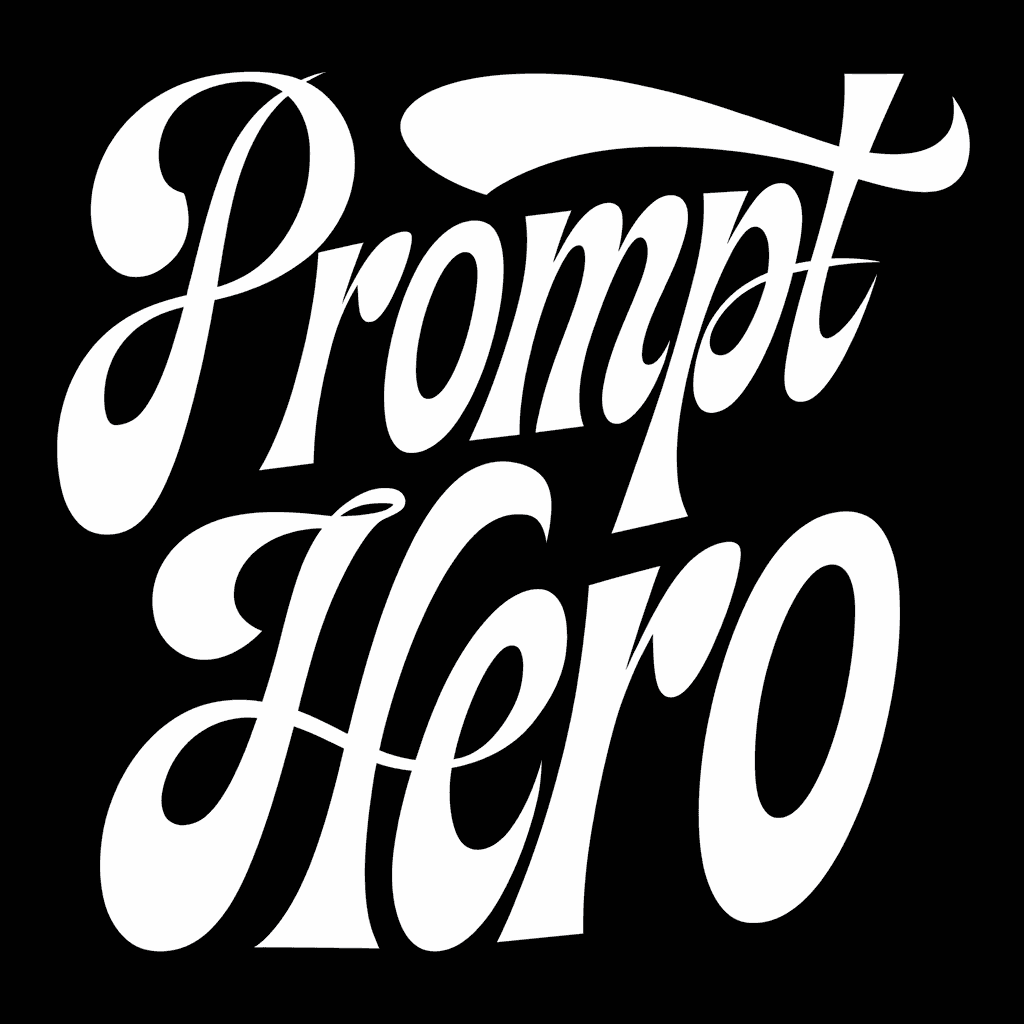 AI generated: A black background with the text in flowing white typography. The text consists of the words "prompt...