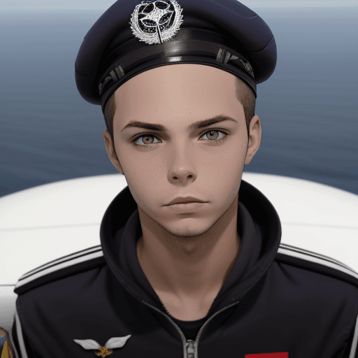 AI generated: Cara seria de andreas lubitz de frente, fondo del cielo 
