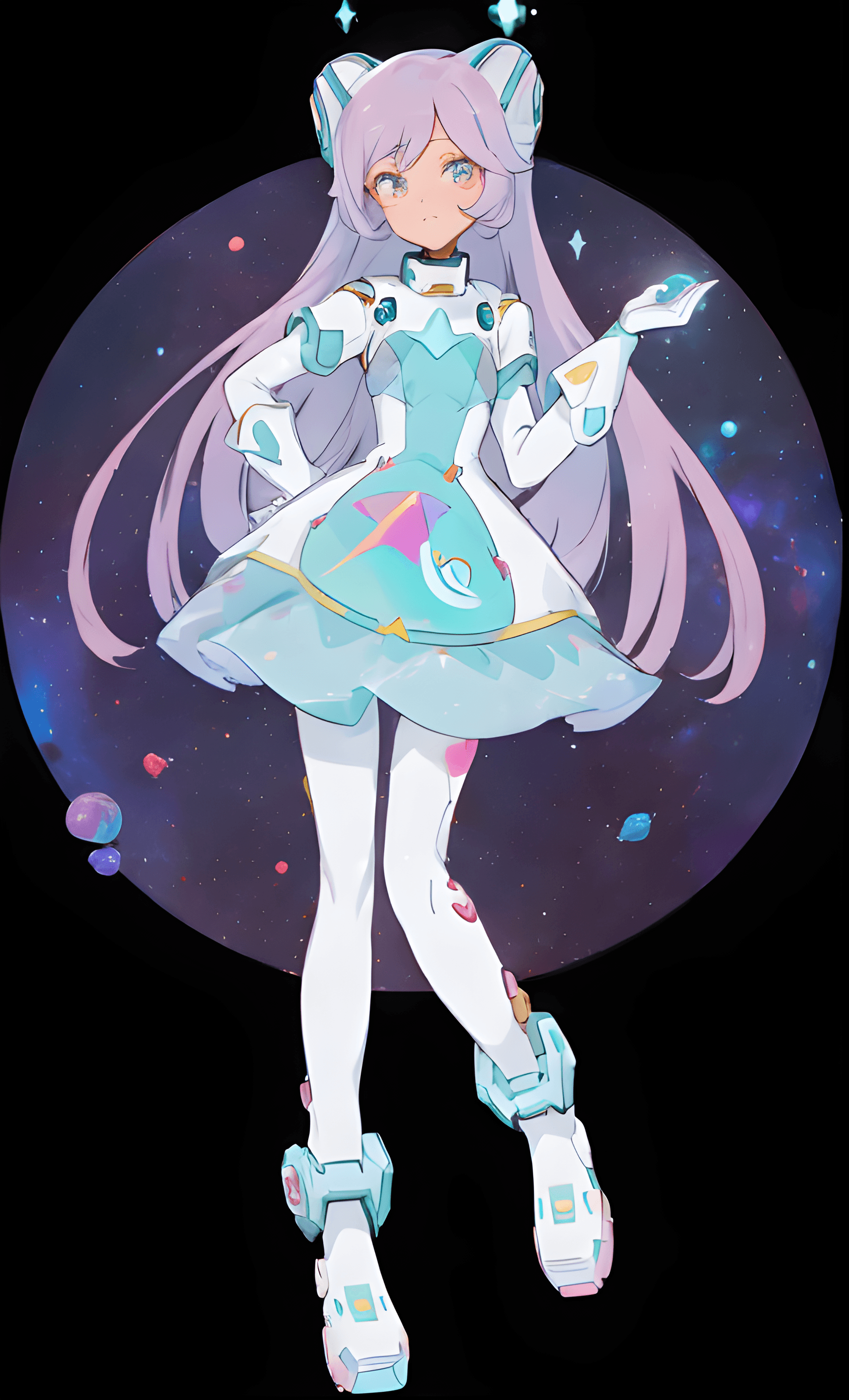 AI generated: a close up of a person wearing a dress, concept art, inspired by Pearl Frush, tumblr, space art, cut...