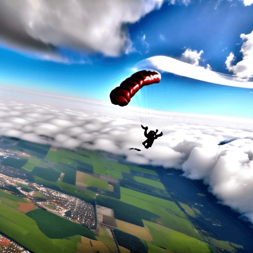AI generated: Skydiver falling through the clouds