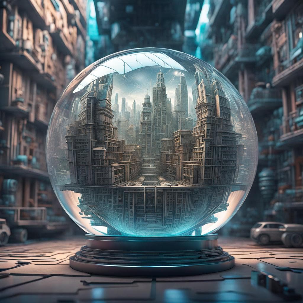 AI generated: Hypnotic Maze, Futuristic City, Challenging Maze, Impossible Geometry, Mc Escher, Surreal Photograph...