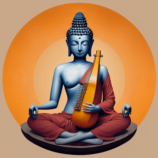 AI generated: Surrealism Simplicity, ONE CIRCLE, chilled buddha philosophy, yoga style art, playing a SAZ,  MUSIC ...