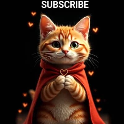 AI generated video: Zoom in the cat and subscribe text, sad cat, subtle 