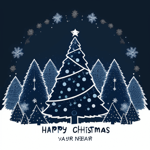AI generated: Christmas night background with christmas tree silhouettes, garland decoration vector illustration. ...