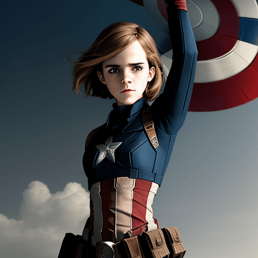 AI generated: emma watson, (as captain america),