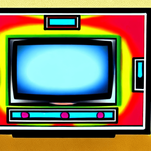 AI generated: only tv frame, colorful, animated