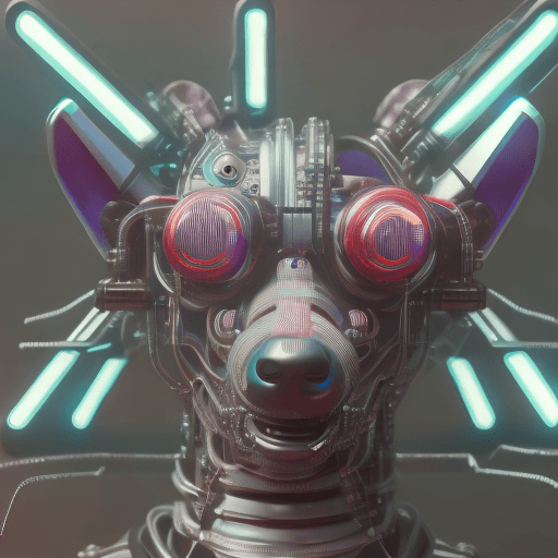 AI generated: cyberpunk dog, futuristic, highly detailed, made with blender --v 4