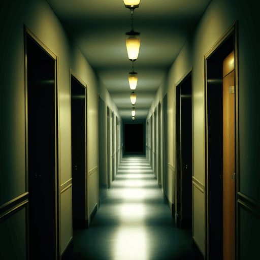 AI generated: Flickering lights in the hallway