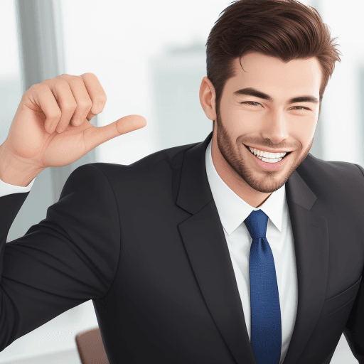 AI generated: handsome business man with smiling and mouth  little open
