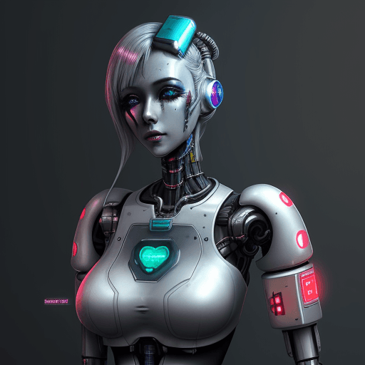 AI generated: cyberpunk robot nurse with metallic features