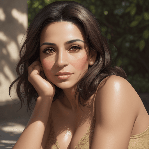 AI generated: A 35 yo latin woman in a delightful afternoon. This portrait is the best representation of female be...