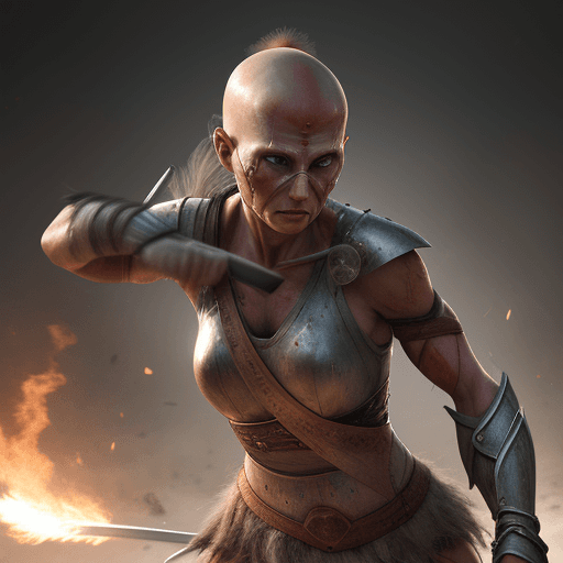 AI generated: Photo of a ultra realistic woman warrior battling cancer