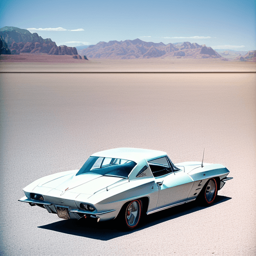AI generated: Hyper-realistic, photo, kodak gold 200, style of Virgiliu Andone, view of side of car, red 1964 Chev...