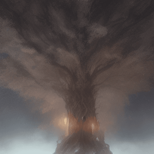 AI generated: (A shimmering cosmic Tree of Life, its golden branches reaching towards the heavens, enclosed within...