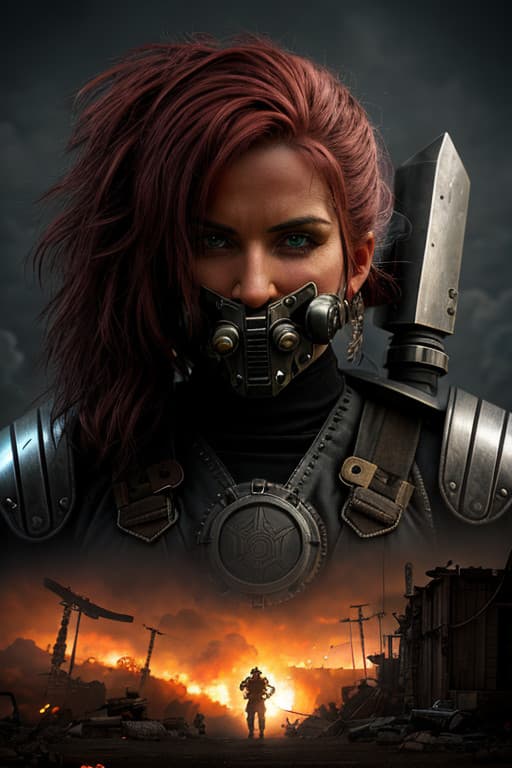 AI generated: In The Ashes, We Rise, post apocalyptic punk universe poster
