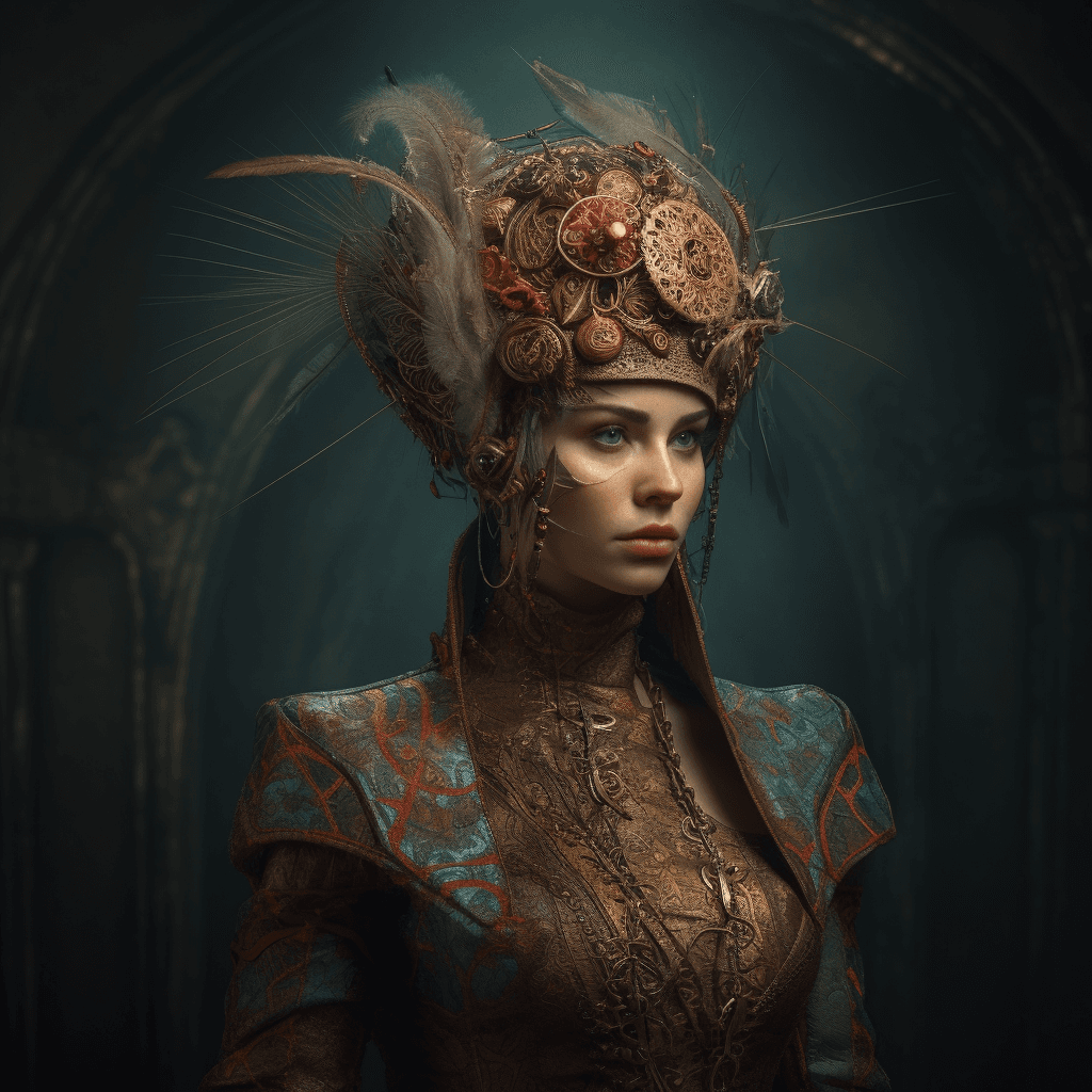 AI generated: Girl in a strange outfit, surreal, vibrant photorealistic 4k --v 5 