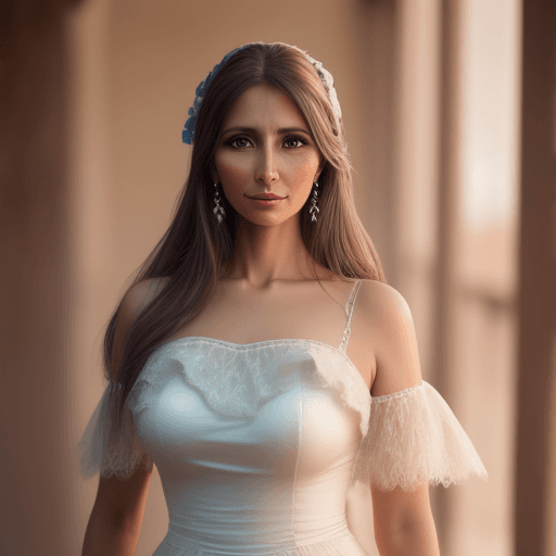 AI generated: beautiful argentinan woman with a realistic face, 36 years old, elegant dress,8k, hd, photographic