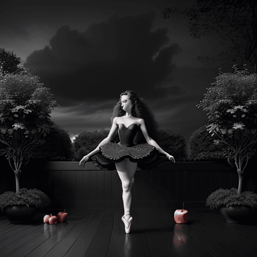 AI generated: High resolution minimalist photography design, dreamy dark skies, smooth wooden outdoor floor, small...