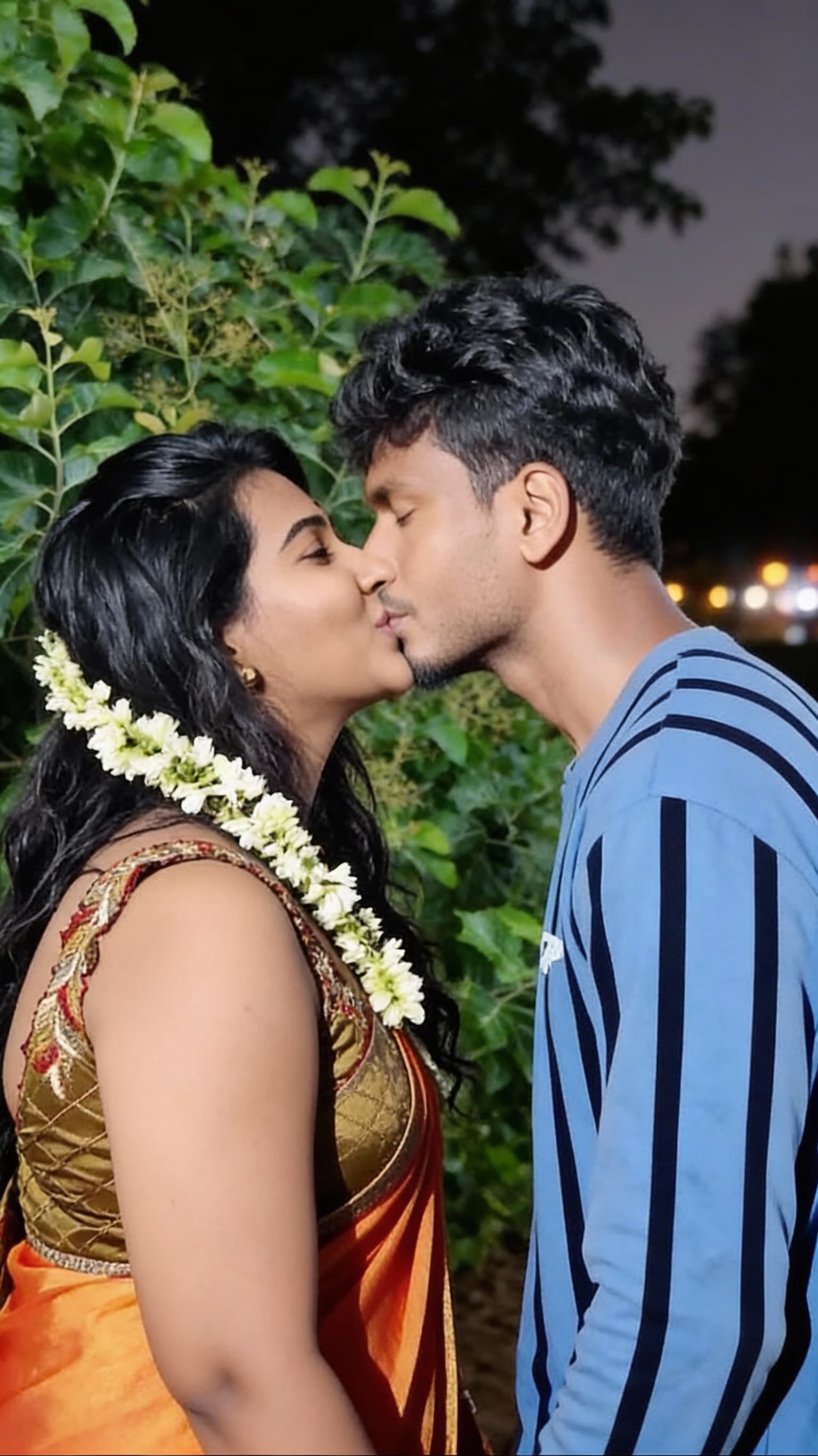 AI generated: Make kiss each other with romantic 