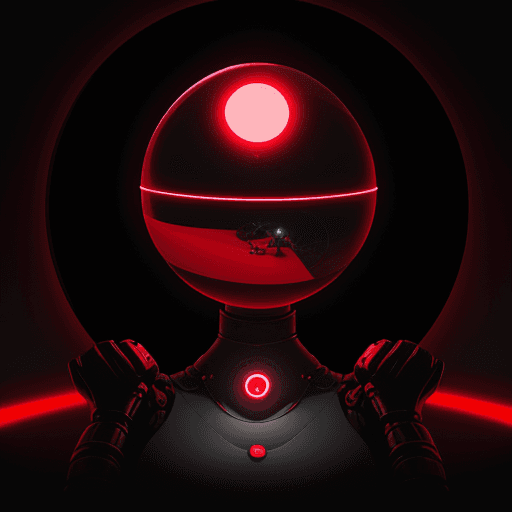 AI generated: the cover art of rood magazine has a sphere, a worm, and a glowing red light, in the style of concep...