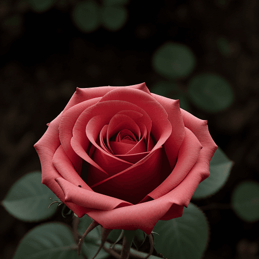 AI generated: una rosa en medio del bosque