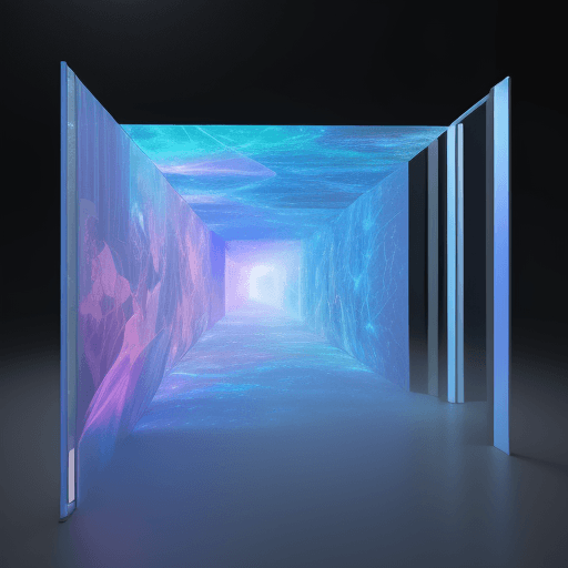 AI generated: Explore the future of painting with a holographic approach. Use luminous layers to overlay scenes , ...