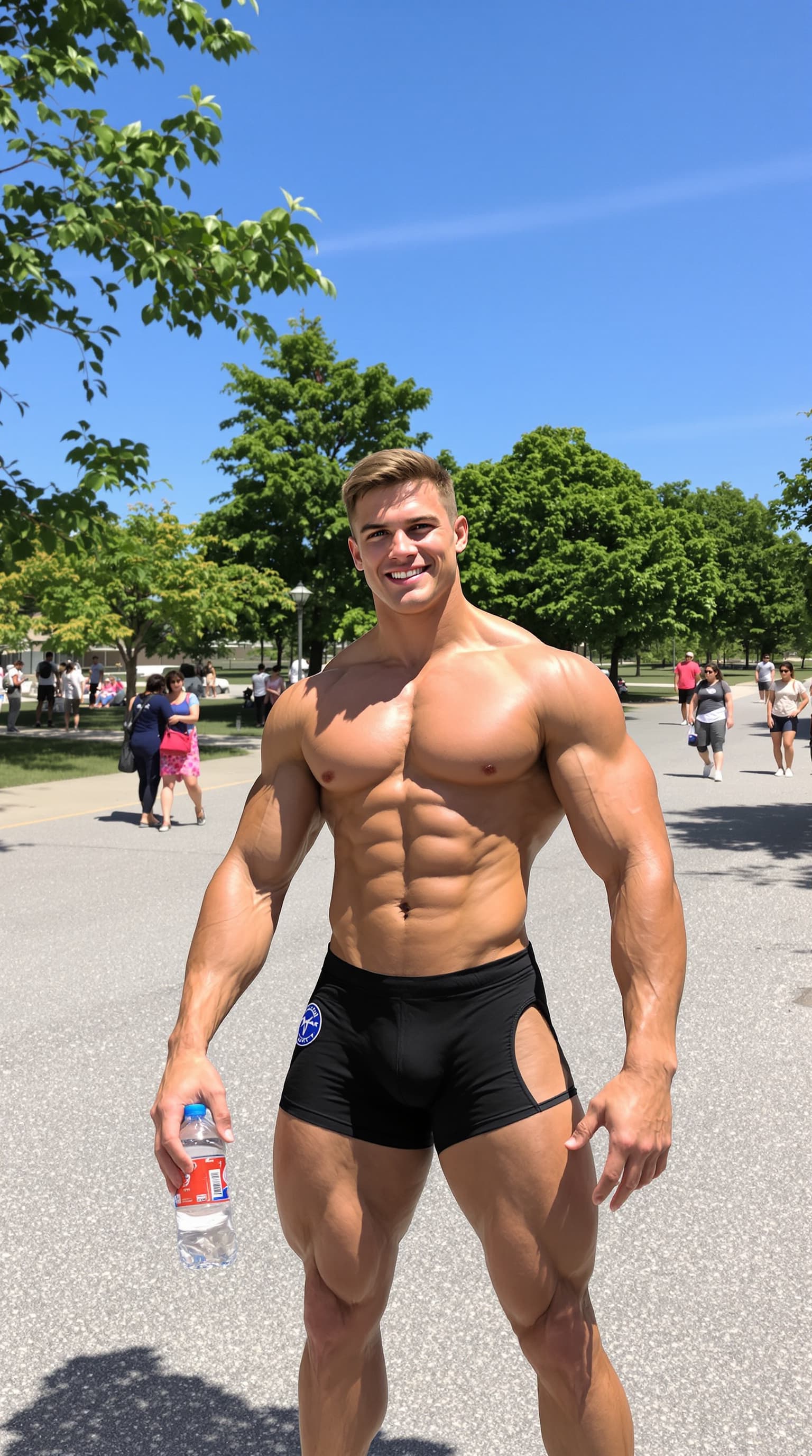 AI generated: A stunning, ultra-realistic 20-year-old Caucasian bodybuilder with a perfectly handsome masculine fa...