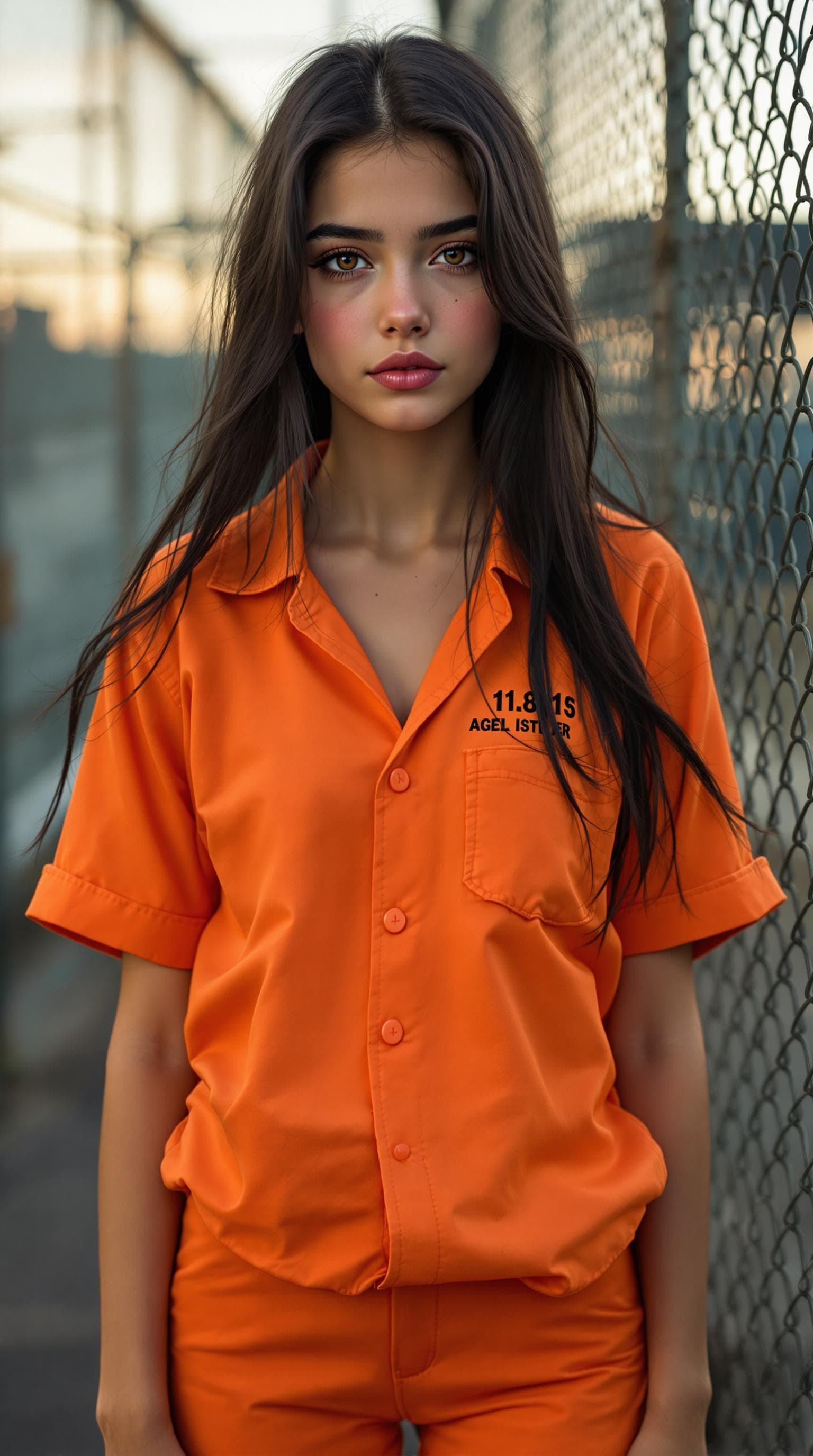 AI generated: a professional photo of a exceptionally of the most beautiful girl in the world (age 13) wearing ora...