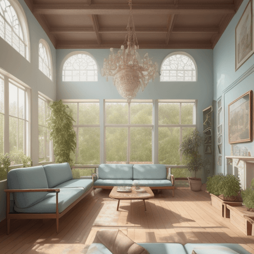 AI generated: High resolution photography interior design, dreamy sunken living room conversation pit, wooden floo...
