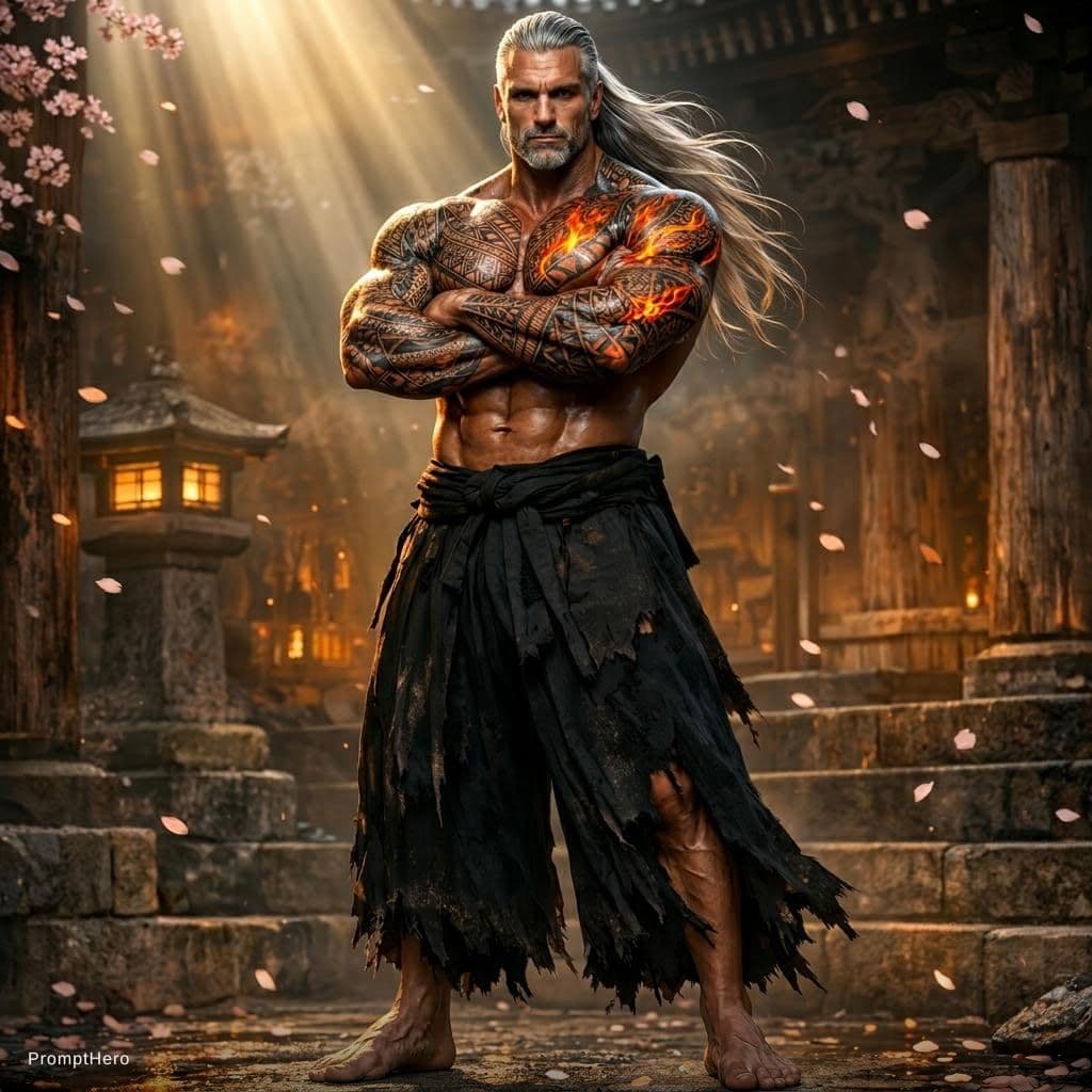 AI generated: (masterpiece, best quality, ultra-detailed, photorealistic, 8k, hyperrealistic), solo muscular man 4...