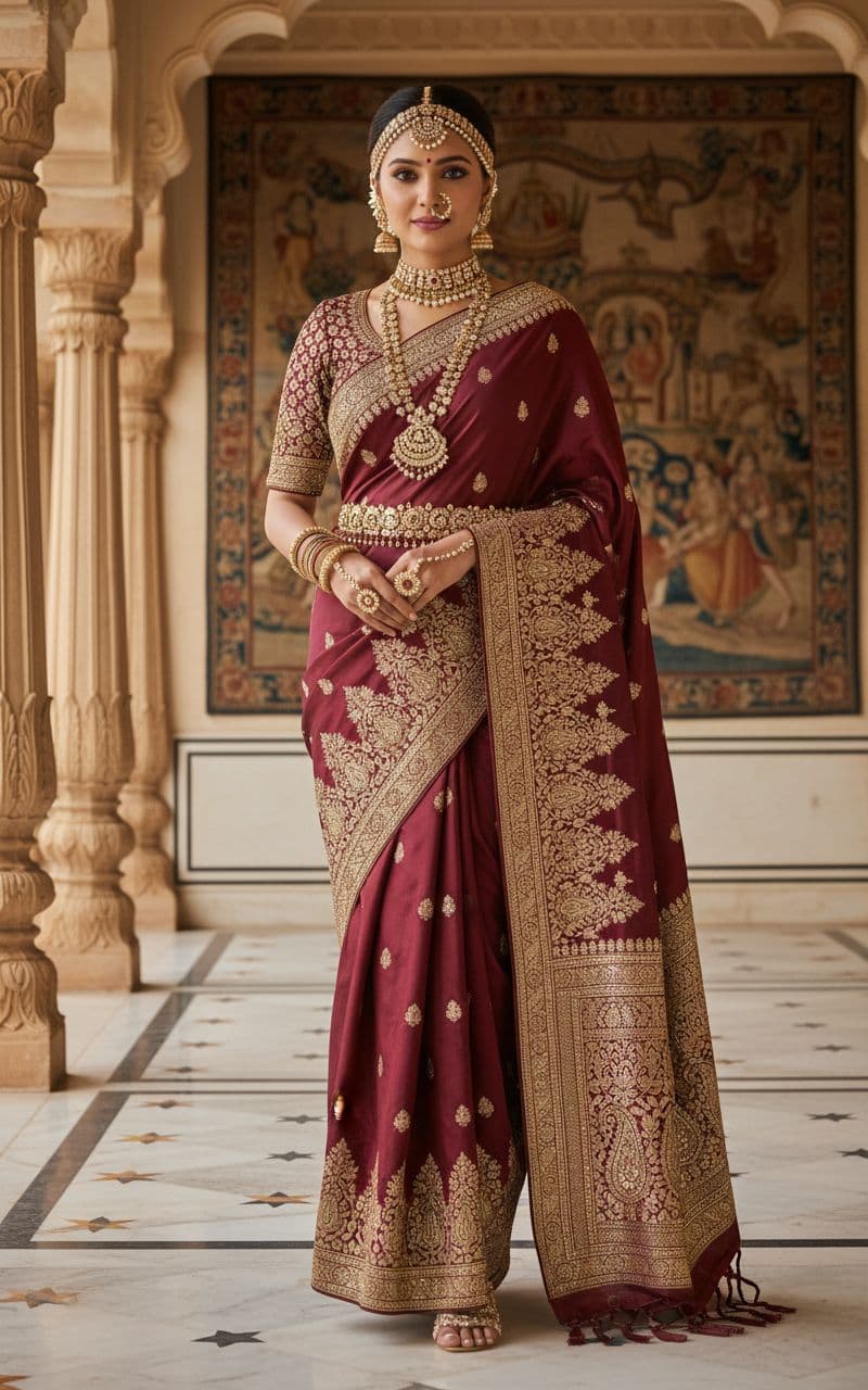 AI generated: "Create a highly detailed and realistic image of a traditional Indian woman wearing an elegant saree...