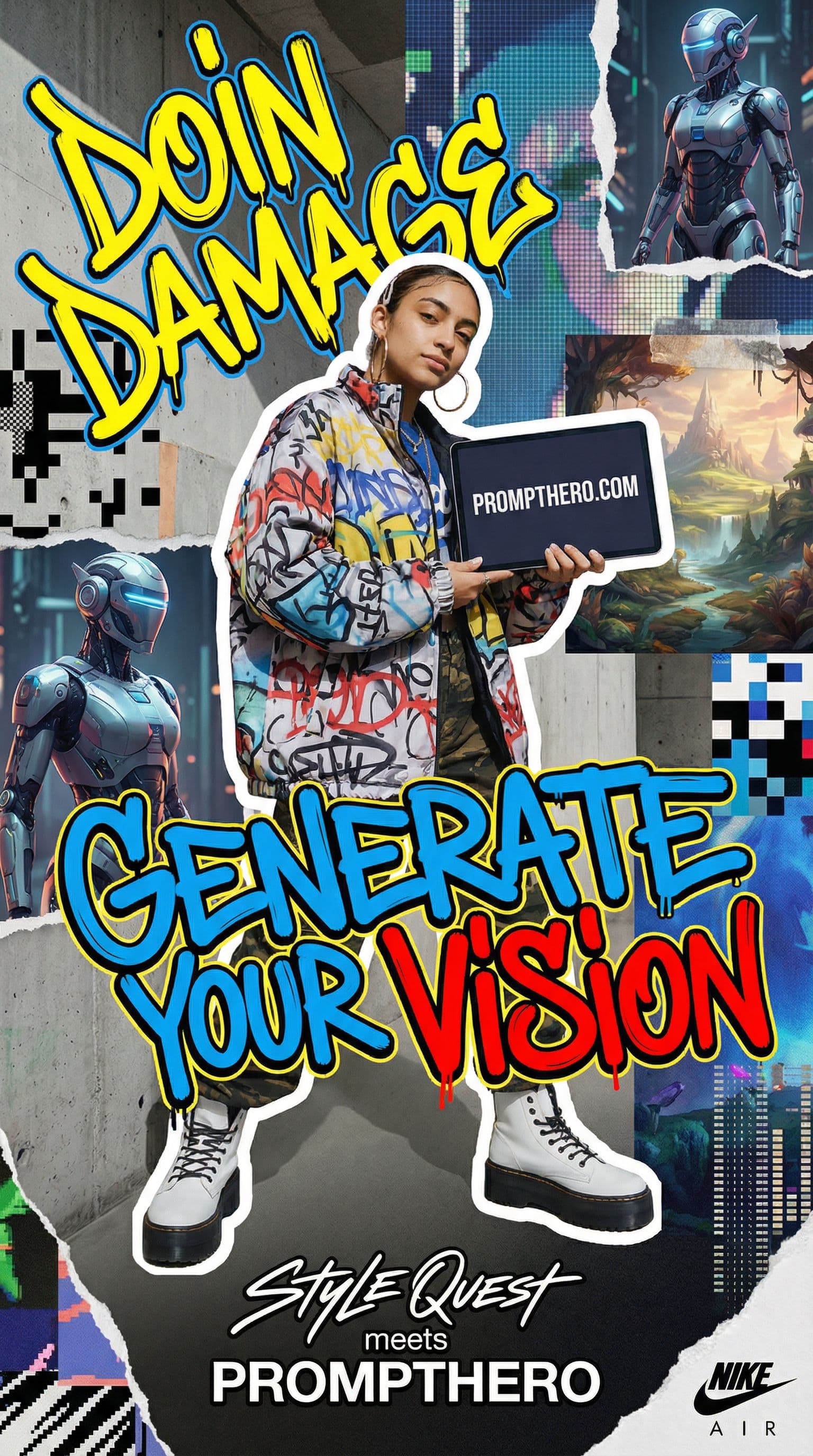 AI generated: Generate a creative ad for Prompthero.com inspired by this moodboard