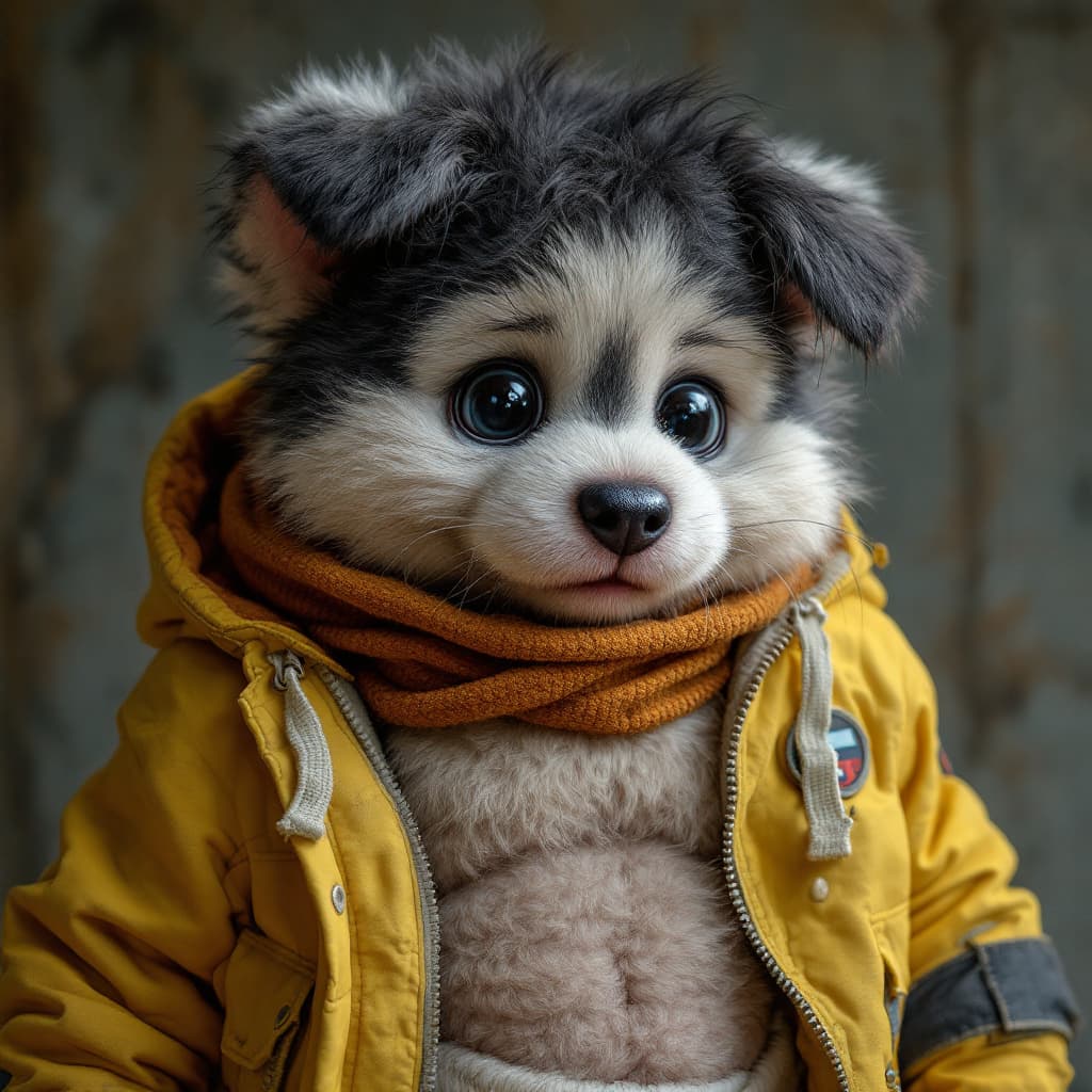 AI generated: A abdl furry with messy diaper and in a sright jacket 