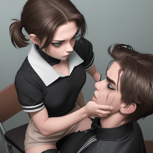 AI generated: NSFW/ Photo of a ultra reasource_anime, slick combed back brown hair, sweaty, 1 girl, Smokey eyes, p...