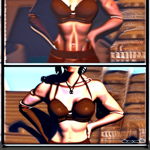 AI generated: 93: a photo of a man and a woman.&nbsp; Woman is (Lara Croft, the iconic brunette adventurer and tom...
