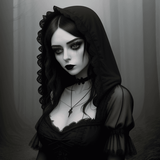 AI generated: cinematic, masterpiece, art by studio ghibli, intr A portrait of a woman in a gothic style, set agai...