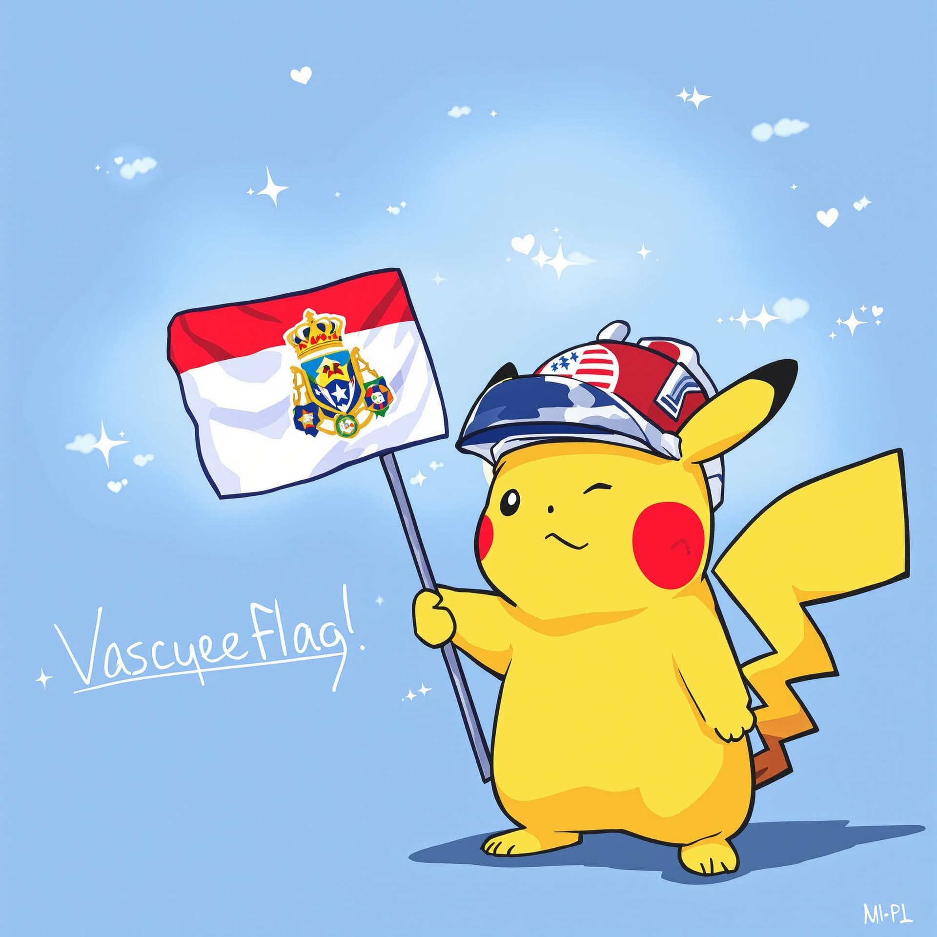 AI generated: Pikachu waving the Vasque 
Flag
