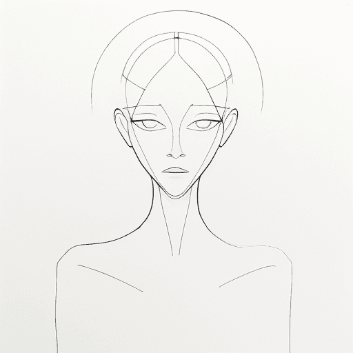 AI generated: A minimalist sketch of a woman, delicate, very basic line drawing, minimal, symmetrical, abstract --...