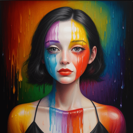 AI generated: rainbow oil painting woman