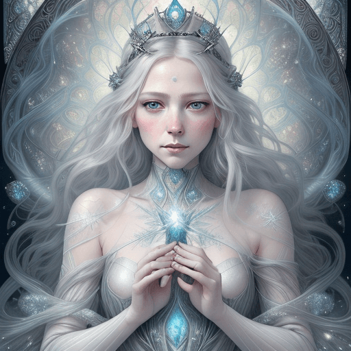 AI generated: full body, Beautiful Delicate Detailed full head portrait of the queen of winter, With Magical grey ...