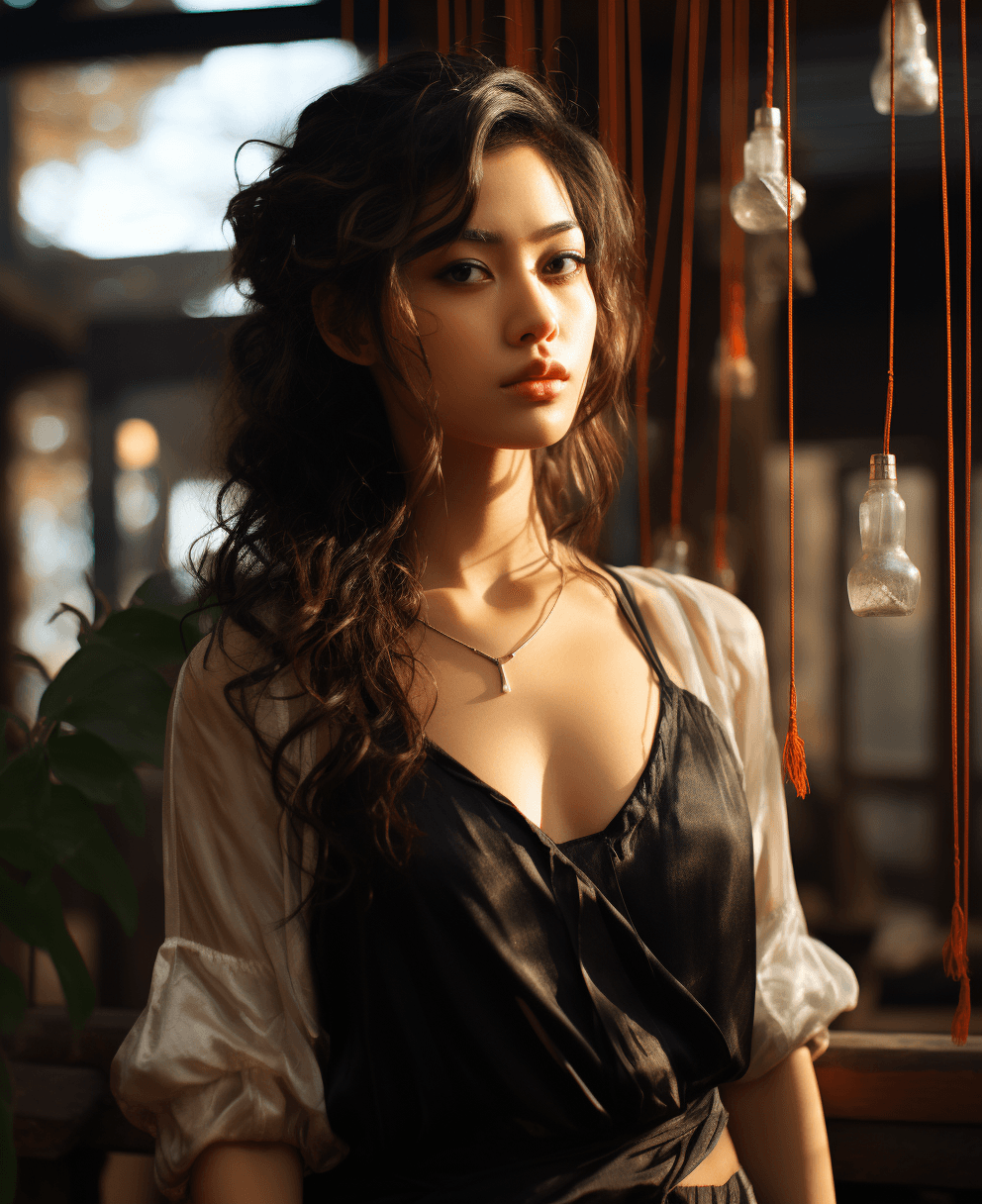 AI generated: an asian woman in stockings, in the style of unreal engine 5, sentimental realism, realistic yet eth...