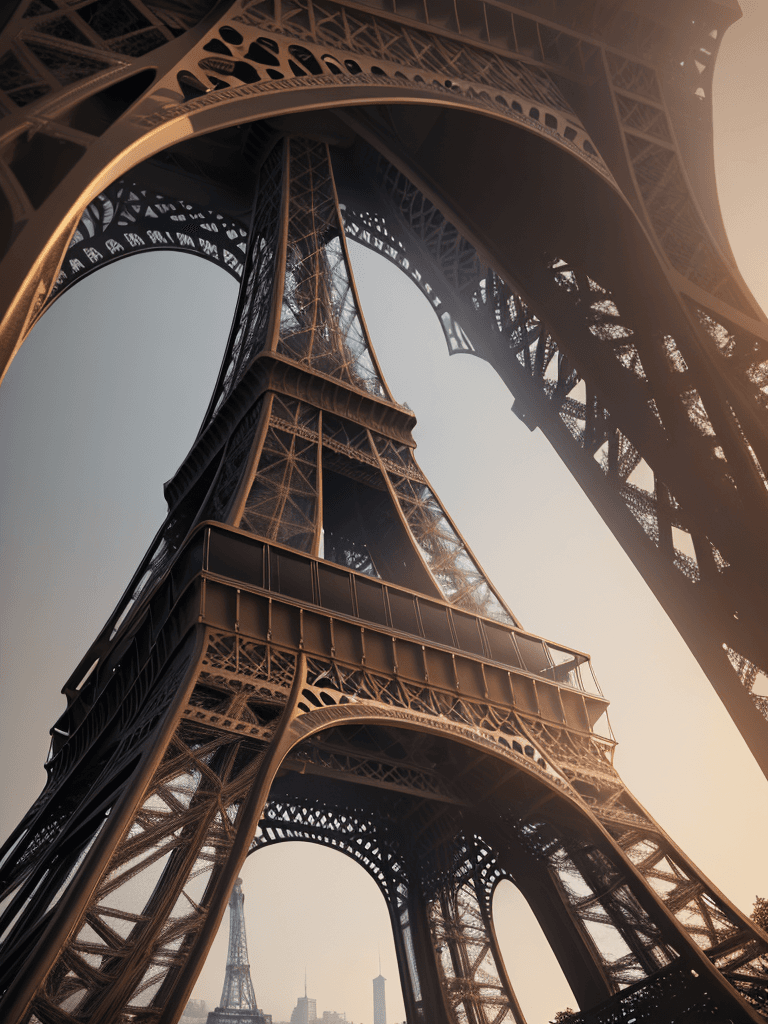 AI generated: Photo of a ultra realistic Eiffel Tower, dramatic light, cinematic lighting, battered, low angle, tr...