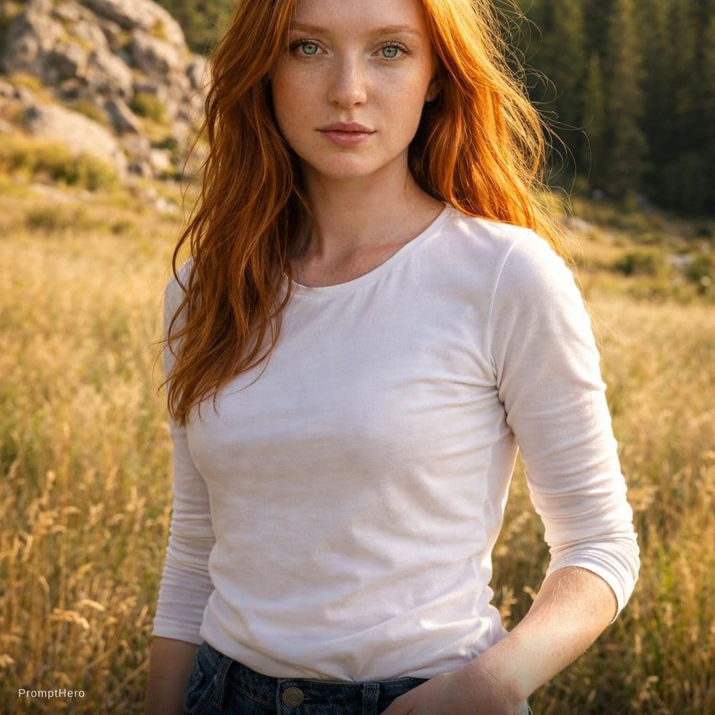 AI generated: A photorealistic portrait of a girl of the imagen adjunta, captured in a natural, outdoor setting. S...
