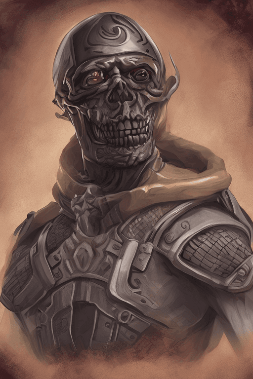 AI generated: a full body game character sketch villain wearing a smiling skull mask